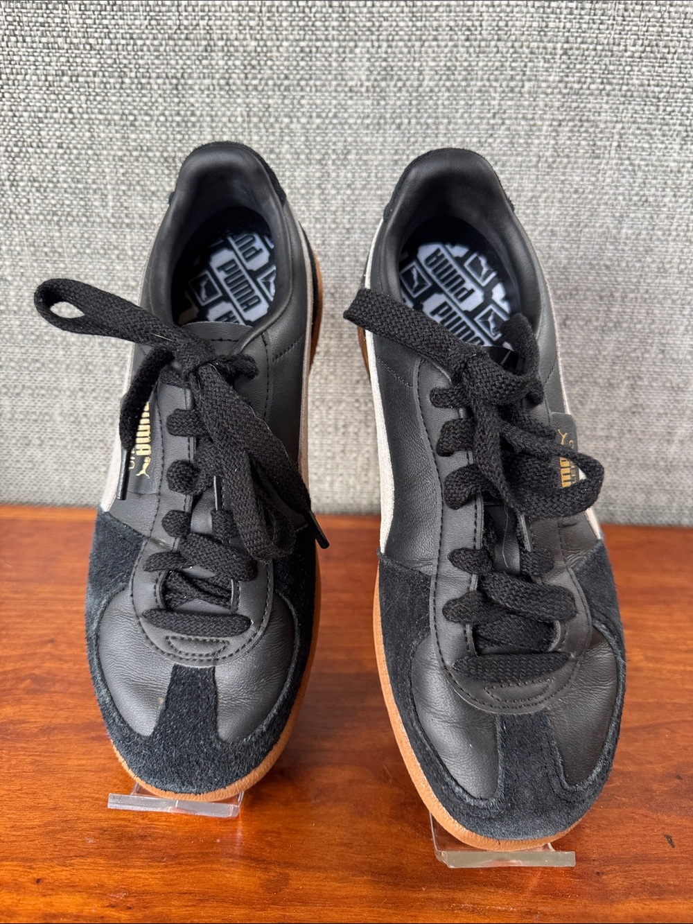 Puma Men's Black & White Suede Sneakers with Gum Sole - Picture 3 of 11